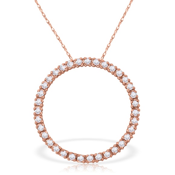Galaxy Gold Products Jewelry - SOLID GOLD DIAMONDS CIRCLE OF LOVE NECKLACE